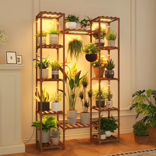 Plant Stand Indoor with Grow Lights for Indoor Plants 62.2'' Tall Plant Shelf 12 Tiers Sturdy Plant Rack for Plants Dispaly for Living Room Garden Patio Decor (12 Count)