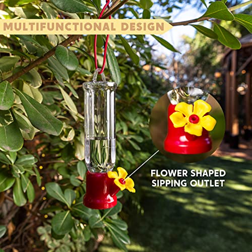 Set of 6 Mini Hummingbird Feeders with Hanging Wires