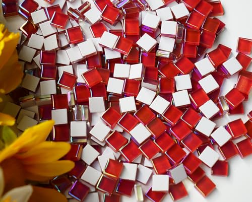 0.66lbs Ruby Red Iridescent Mosaic Tiles (10.56 Ounce)