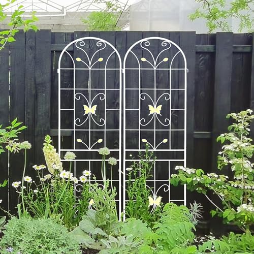 2 Pack Metal Garden Trellis 86.7" Black Fence Rustproof Garden Trellis for Climbing Plants Support Roses Flower Outdoor Lawn (2 Count)