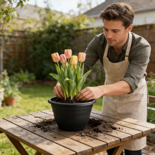 25 Pack 10 Inch Plant Pots with Drainage Holes (Black Pack of 25 / 10 inch)