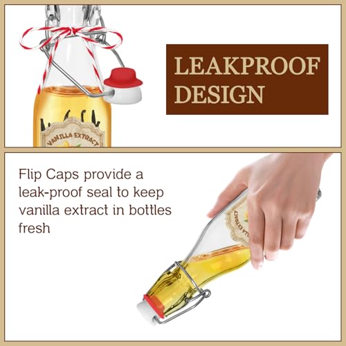 10 Pack Swing Top Glass Vanilla Extract Bottles 8 oz with Lids (Round-8oz-10pcs)
