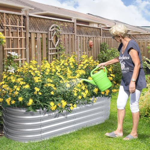 5 x 2 x 1.5 ft Oval Galvanized Raised Garden Bed Kit