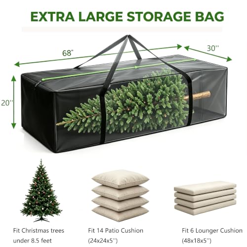 Extra Large Outdoor Cushion Storage Bags 68in Zippered Patio Storage Bag