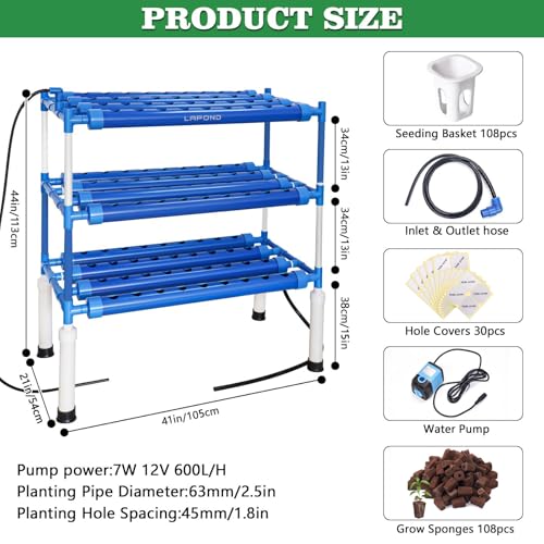 3 Tier 108 Sites Hydroponics Growing System Kit with Light Blocking