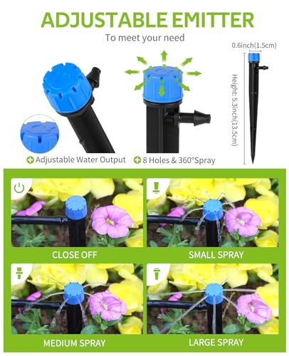 50ft Drip Irrigation Kit Plant Watering System 8x5mm Blank Distribution Tubing DIY Automatic Irrigation Equipment Set for Garden Greenhouse Flower Bed Patio Lawn