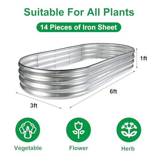 2 Pcs 6×3×1ft Oval Raised Garden Bed (2 Count)