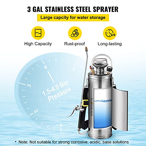 3 Gallon Stainless Steel Sprayer (120.64 Ounce)