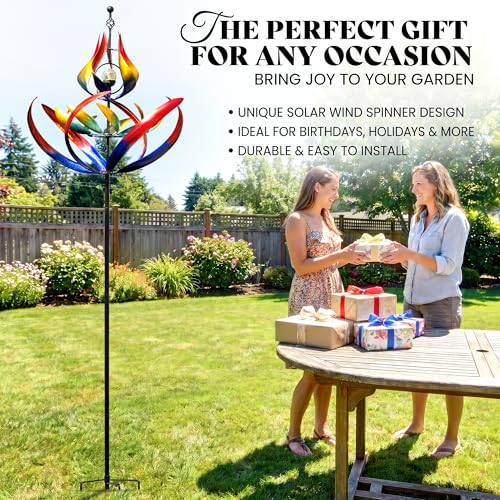 107" Large Solar Wind Spinner Outdoor Metal (Tulip)