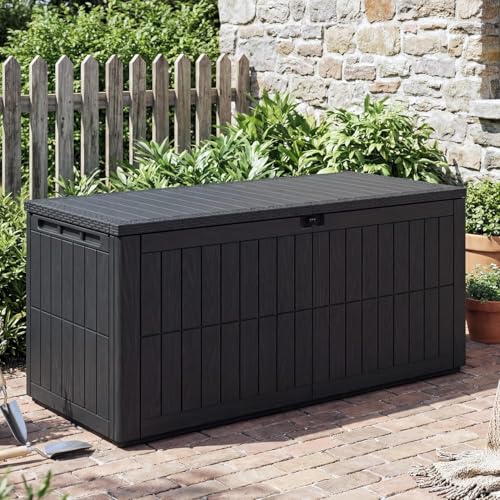 220 Gallon Deck Box Outdoor Storage Box Lockable Waterproof Indoor Outdoor Storage Container for Patio Cushions