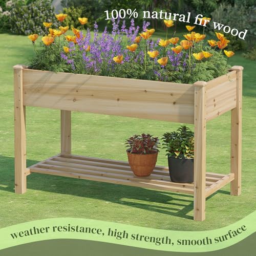 Wooden Planter Elevated Wooden Raised Garden Bed with Legs Planter Box