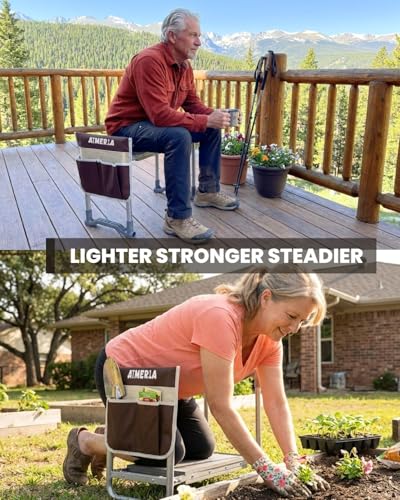 Foldable Garden Kneeler Seat Heavy Duty [Upgraded Widened Thick Kneeling Pad] Garden Stool with Large Garden Tool Bags with Pockets