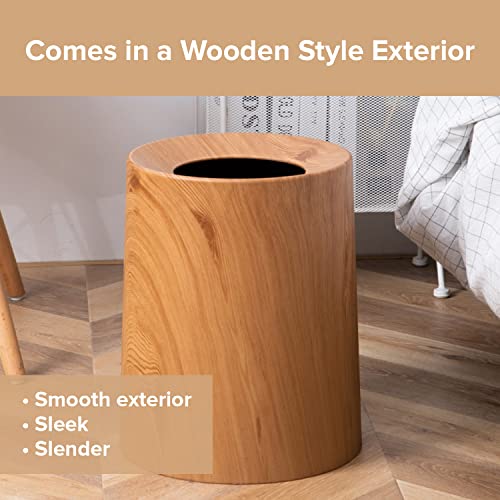 Anti Spill Nordic Wood Grain Look Waste Basket