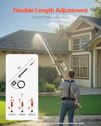Pressure Washer Telescoping Wand (24FT with Brush Head)