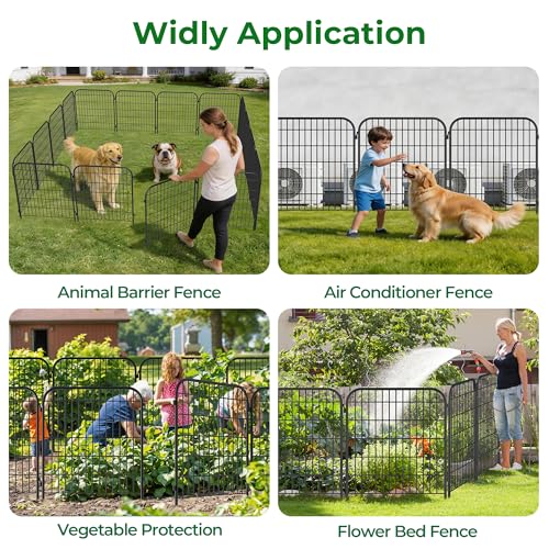 AMAGABELI 10 Panels 32 in (Black Fence & Gate / 32in(H) x 25ft(L))
