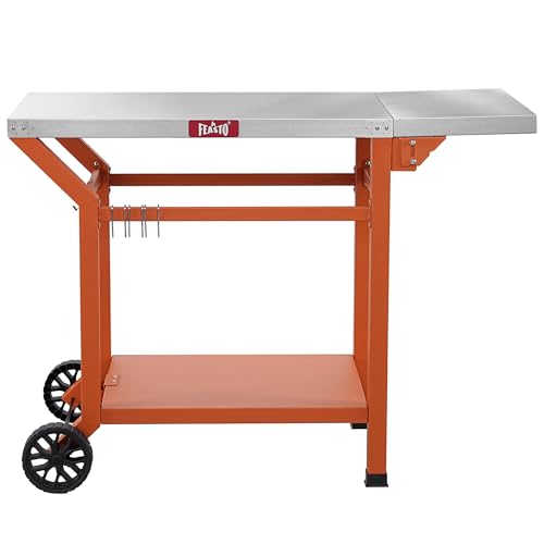 43" Lx20 W Grill Table with Folding Side Table & Undershelf