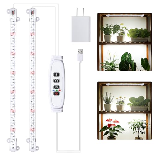 2 Head 13" Growing Lamp for Indoor Plants (White Cabel Red+White / 2 Head 1 Pack)