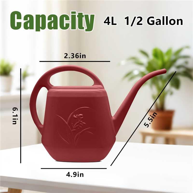 Watering Can with Long Spout 1 Gallon (Wine Red)