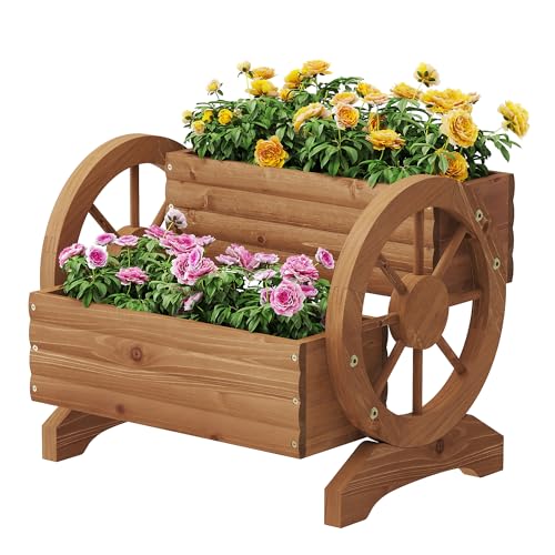 Wooden Wagon Planters for Outdoor Plants