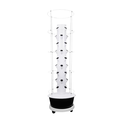 36 Plant Hydroponic Growing Tower with Climbing Trellis (Black Tank / 36 Pots)