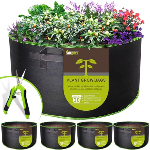 4 Pack 30 Gallon Fabric Flower Pots Garden Felt Grow Bags with Handle (4 Count)