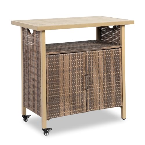 Outdoor Bar Table with Storage Cabinet