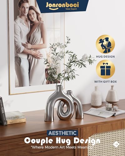 Hug Donut Decorative Vase Set (Silver)