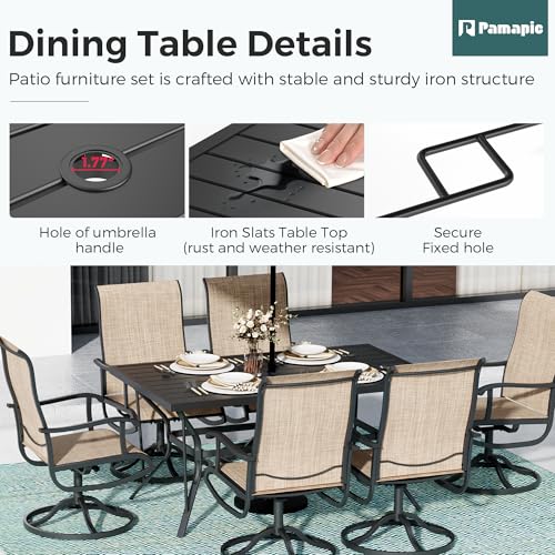 7 Piece Outdoor Dining Set (Beige / 7-Piece(59"))