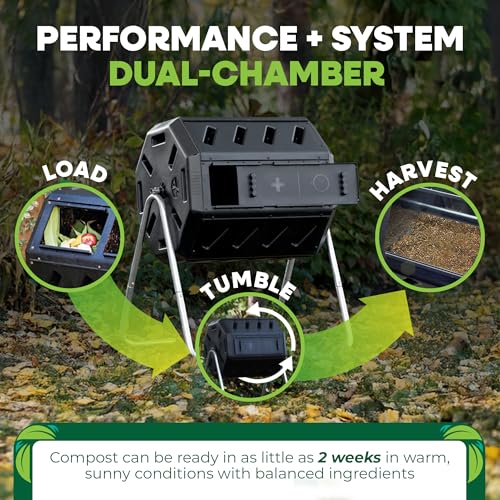 IM4000 Dual Chamber Tumbling Composter (Black / 37 gallon)