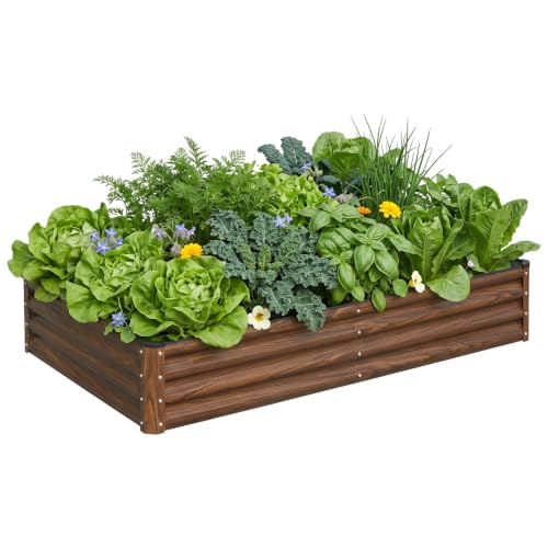 Galvanized Raised Garden Bed 8x4x1FT Outdoor Large Metal Planter Box Steel Kit for Planting Vegetables