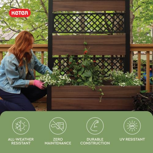 Outdoor Planter Box with Privacy Screen and Trellis
