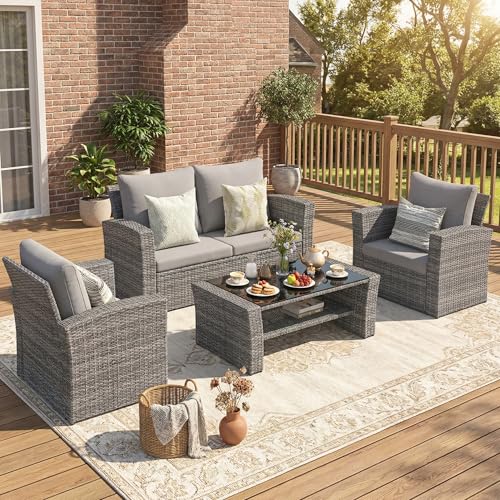 Patio Furniture Set (Light Gray / 4)