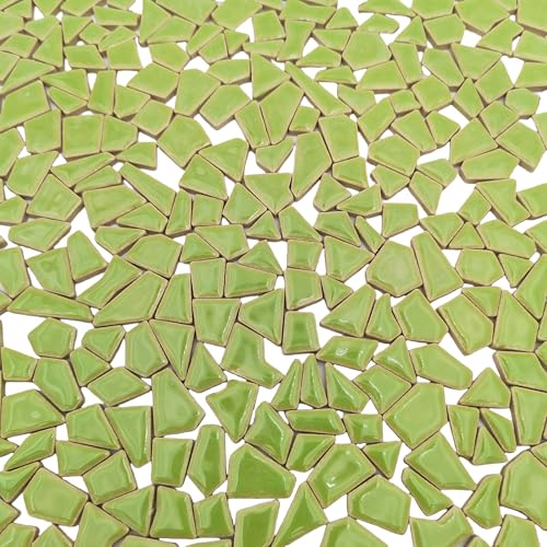 1.1LB Irregular Ceramics Mosaic Tiles (Grass Green)