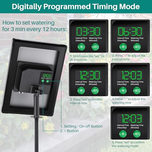 4W Solar Drip Irrigation System with Battery for 15 Potted Plants