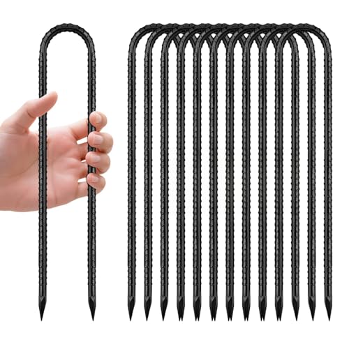12 Inch Rebar Stakes (10pcs / U-HOOK-Black-6mm)