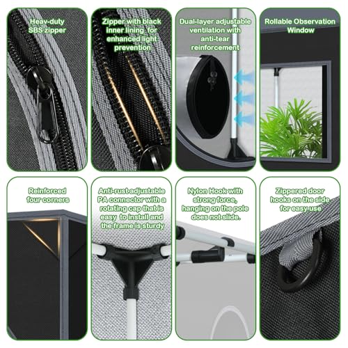 18"x30"x36" Grow Tent for Indoor Plants 600D Mylar Hydroponic Growing Tent