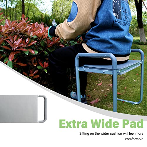 Foldable Garden Kneeler Seat with 11'' Wider Pad Kneeling and Seat