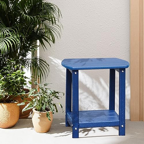 Adirondack Square Outdoor Side Table (Blue / a:Oval 2-Tier)