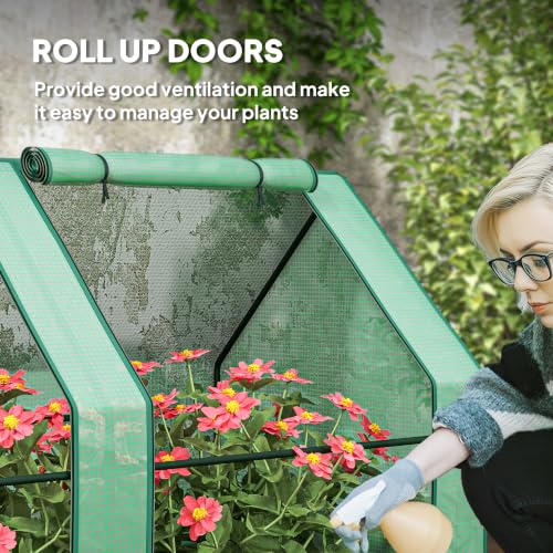 12' x 3' x 3' Mini Greenhouse Portable with Zippered Doors Green (Green / 12' x 3' x 3')