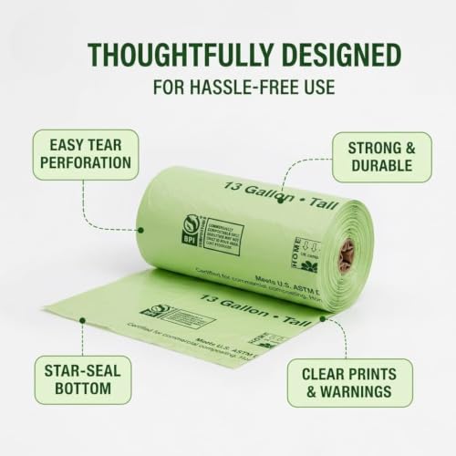 13 Gallon Compostable Trash Bags (200 Count)