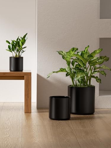 10+8+6 Inch Ceramic Pots for Plants (Black)