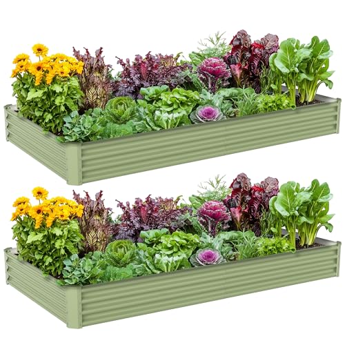 2PCS 8x4x1FT Galvanized Raised Garden Bed (2 Count)