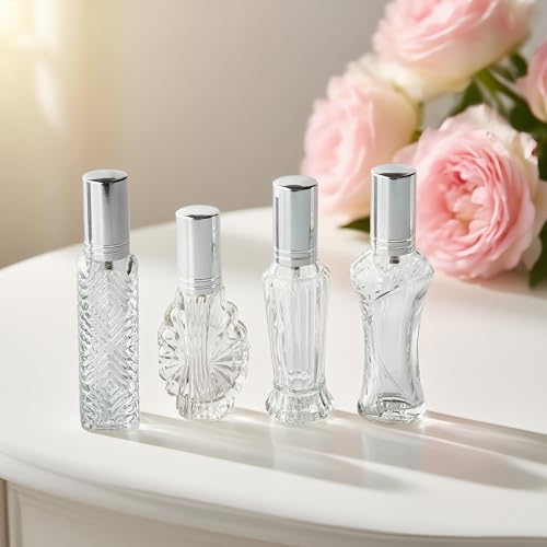 4 Pcs Vintage Glass Refillable Perfume Bottles Empty Spray Set (4 Count)