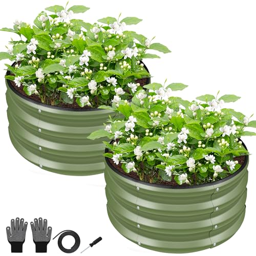 Round Raised Garden Bed Set (Green)