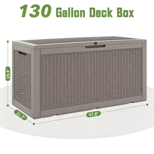 130 Gallon Waterproof Large Resin Deck Box