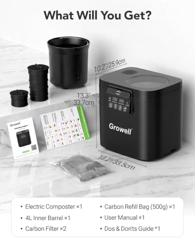 4L Electric Composter for Kitchen (Black)