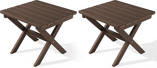 Small Folding Outdoor Side Table Set of 2 (Coffee / Foldable 2-pack)