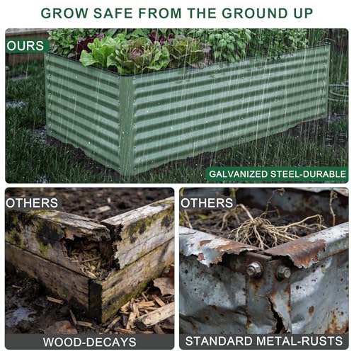 6x3x2 Ft Galvanized Steel Raised Garden Bed (Olivergreen / 6x3x2 (Pack of 1))