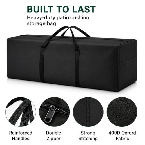 Cushion Storage Bag 420D Waterproof 68" Rectangular Outdoor Patio Cushion Storage Bags