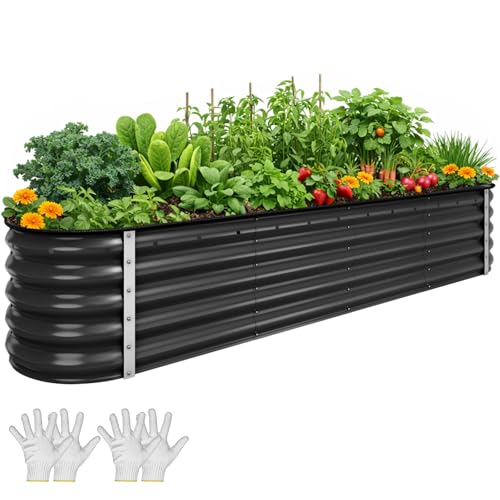 8x2x1.5ft Galvanized Oval Raised Garden Bed (8x2x1.5ft / Black)